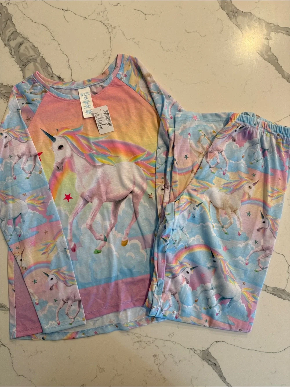 NEW! Kids Large Unicorn Rainbow Pajama Set - Pink & Blue